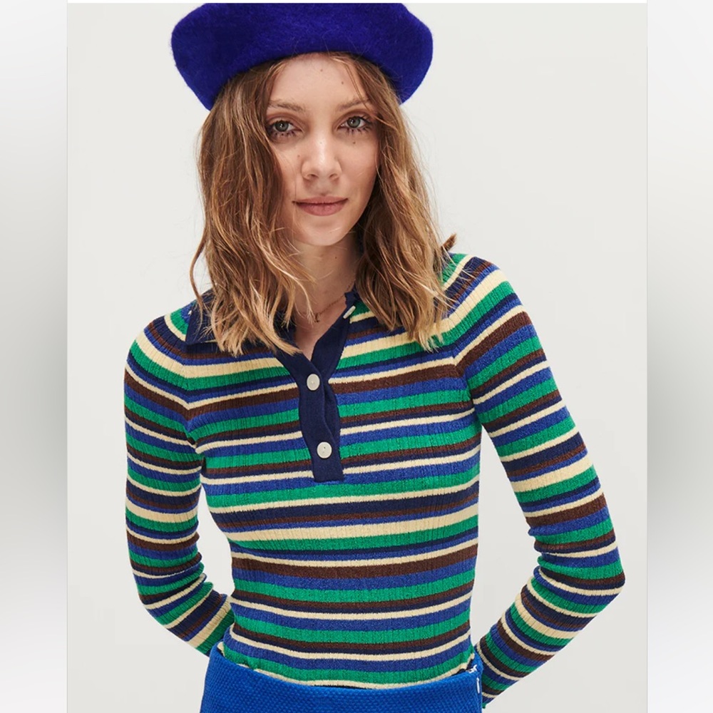 Ghanda Retro long sleeve striped top!!